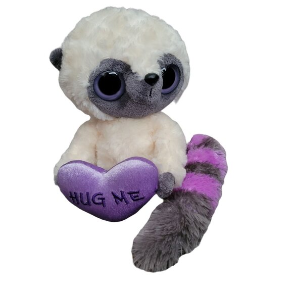 Aurora Ring Tailed Lemur Plush Purple Heart Hug Me Vase Hugger Stuffed Animal - Picture 1 of 7